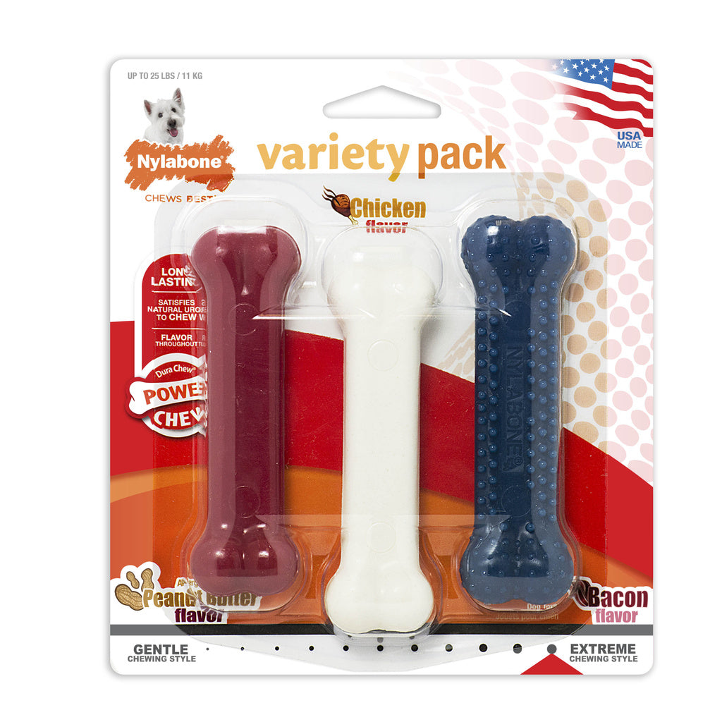 Nylabone DuraChew Regular Dog Chew Bones - Red, White & Blue - 3 Pack
