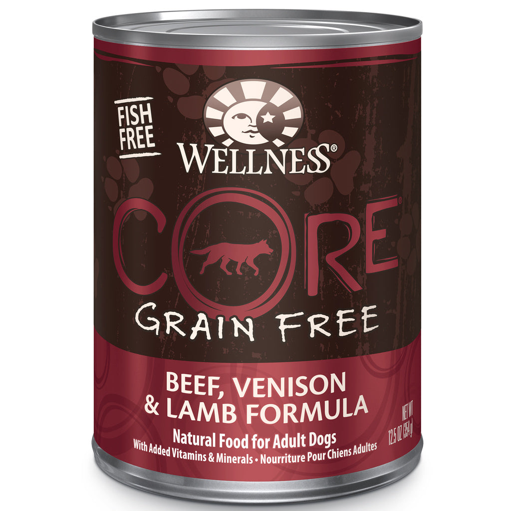 Wellness CORE Grain-Free Wet Dog Food, Beef, Venison & Lamb Pate, 12.5 oz Can