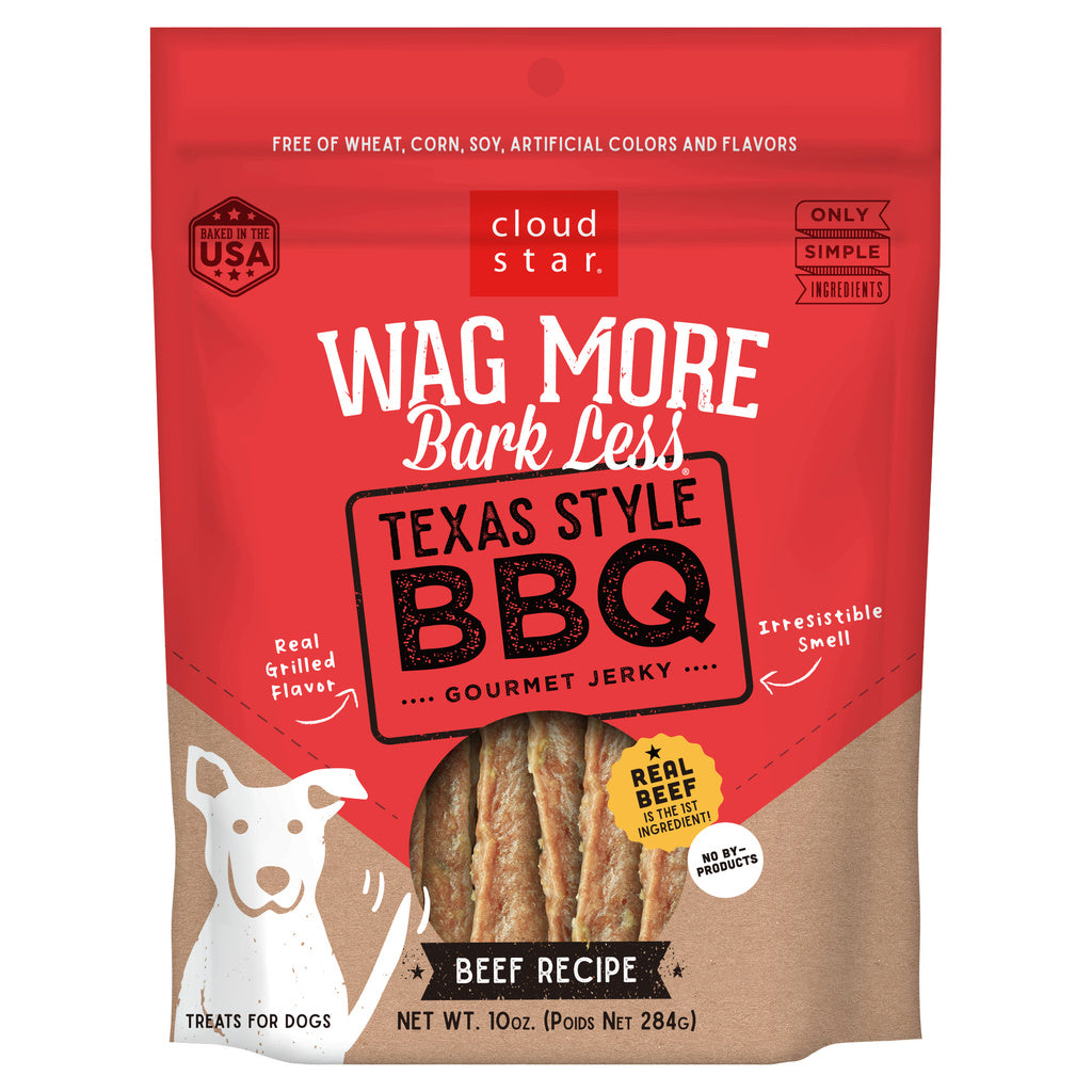Cloud Star Wag More Bark Less Texas BBQ Beef Jerky Dog Treats, 10 oz