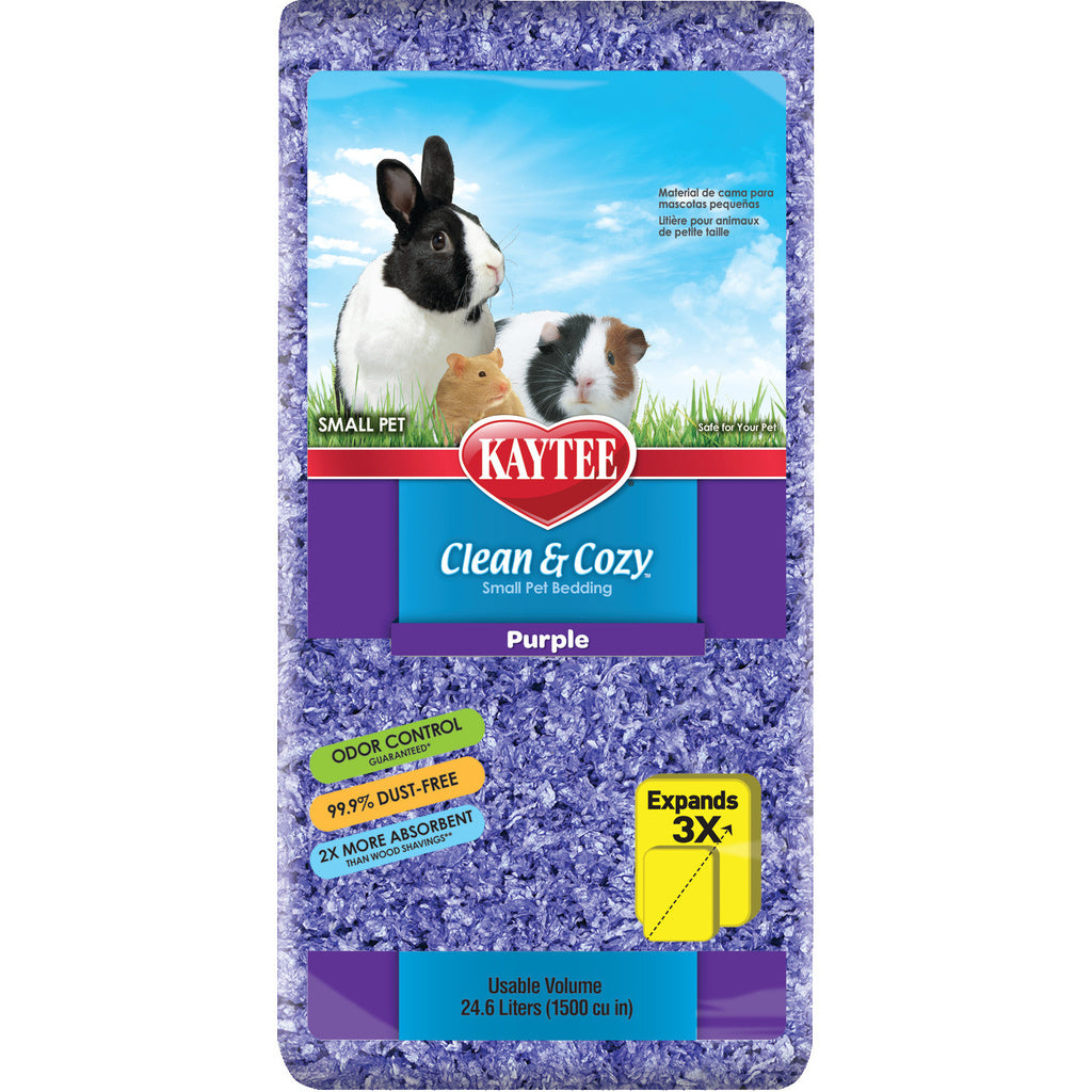 Kaytee Clean & Cozy Purple Small Pet Bedding - Super Absorbent, Odor Control, 24.6L / 1500 cu in