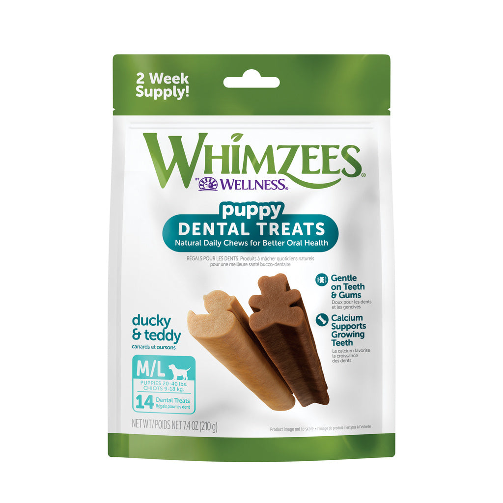 WHIMZEES Puppy Dental Treats M/L - 14 Count, Natural Puppy Chews for Oral Health