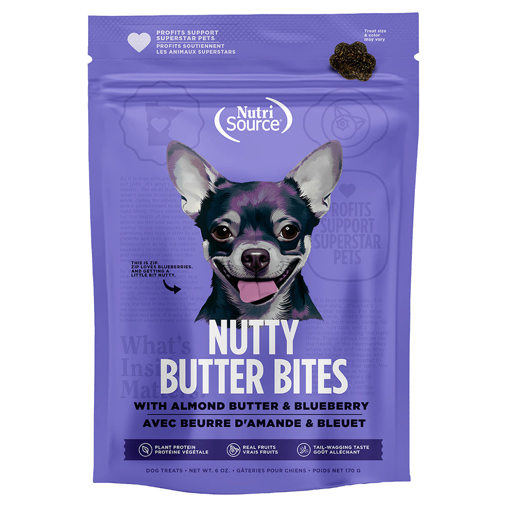 NutriSource Blueberry Almond Butter Nutty Butter Dog Bites - 6 oz