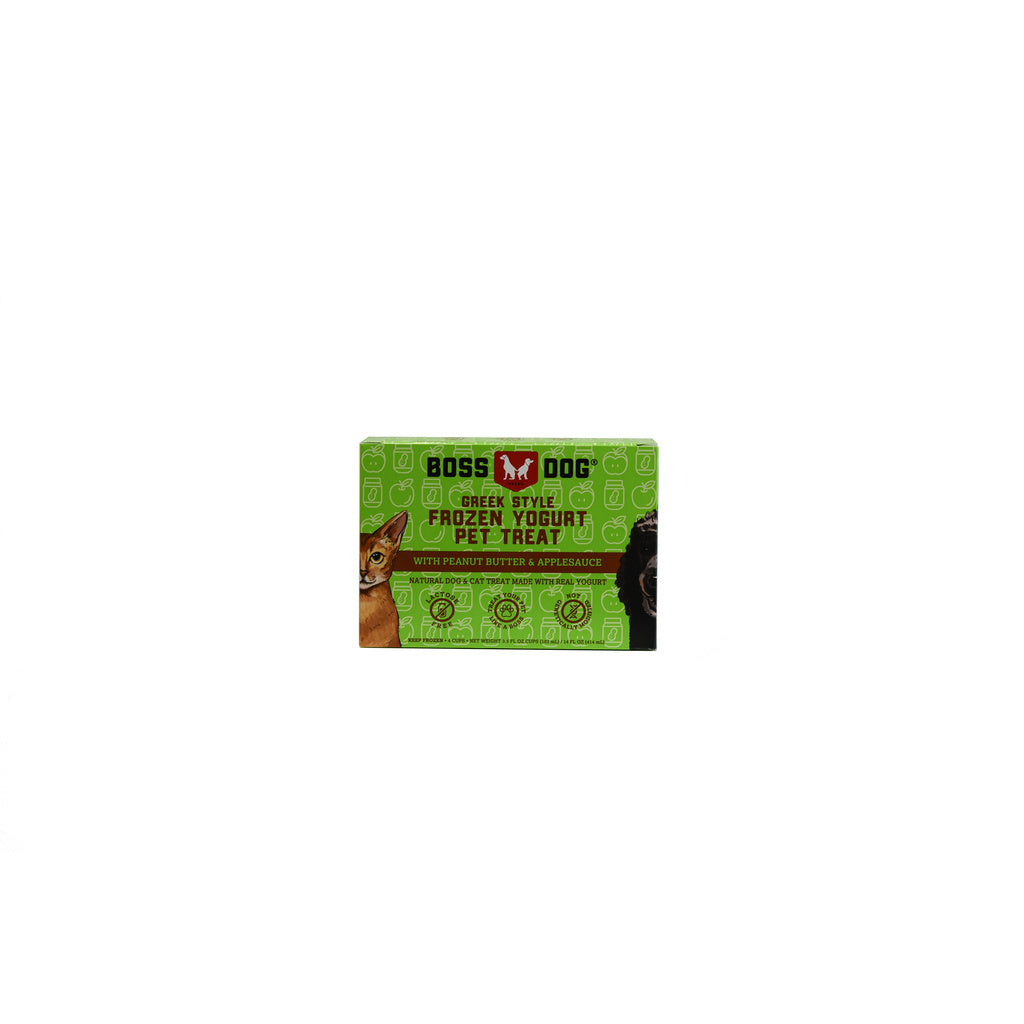Boss Dog Yogurt Peanut Butter & Applesauce Dog Treats 3.5oz 4-Pack - Frozen Greek Style Pet Treat with Probiotics