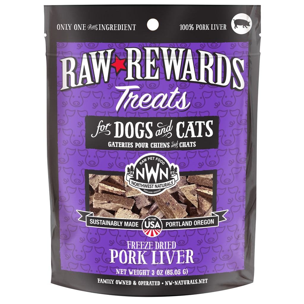 Northwest Naturals Freeze Dried Pork Liver Dog & Cat Treats, 3 oz
