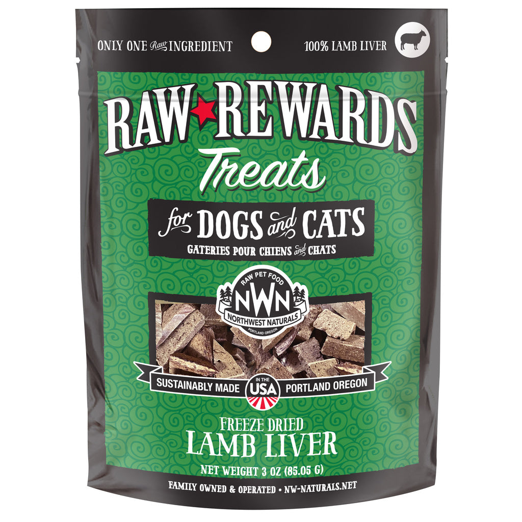 NW Naturals Raw Rewards Lamb Liver Freeze Dried Dog & Cat Treats, 3 oz