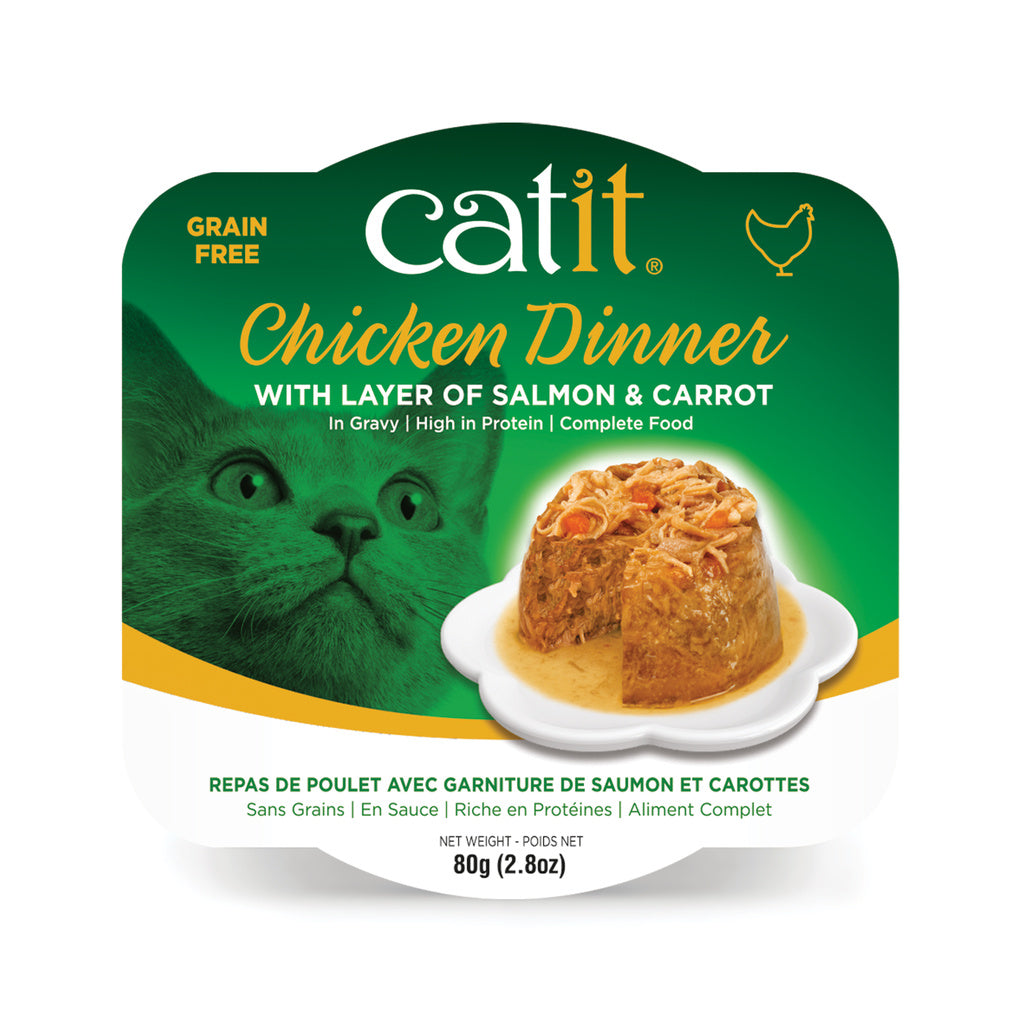 Catit Chicken Dinner Wet Cat Food, Salmon & Carrot, 2.8 oz (80g)