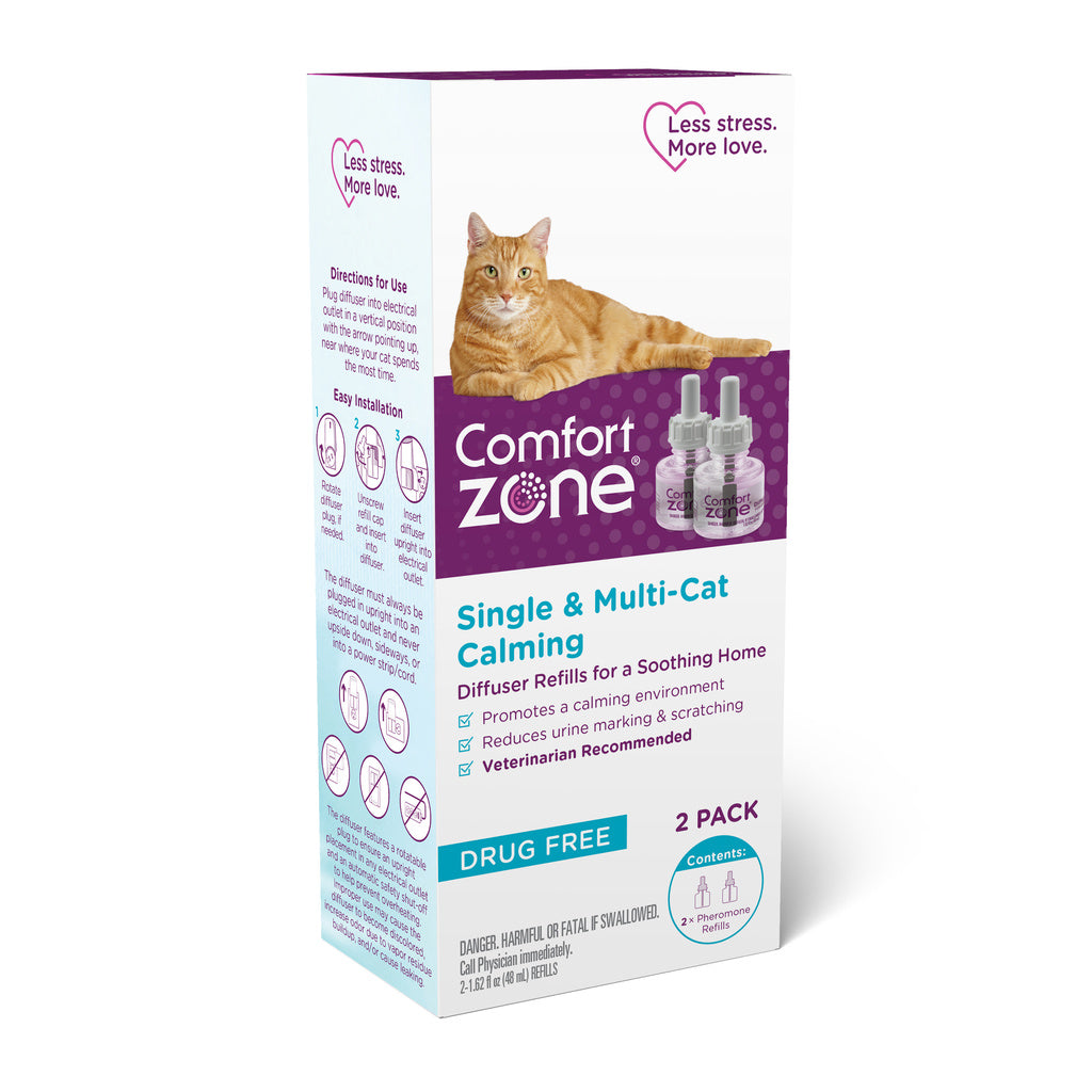 Comfort Zone Multi-Cat Calming Diffuser Refills, 2-Pack, 48ml - Single & Multi-Cat Kit