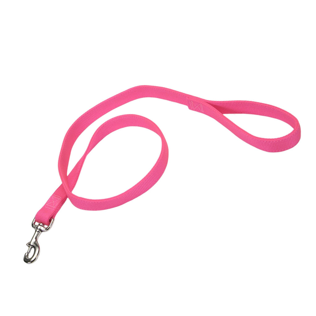 Coastal Double-Ply Nylon Dog Leash, Neon Pink, 1 in x 4 ft