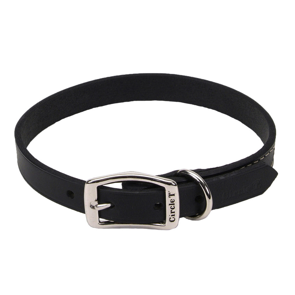 Circle T® Oak Tanned Leather Town Dog Collar, Black, Extra Small - 3/8" x 10"