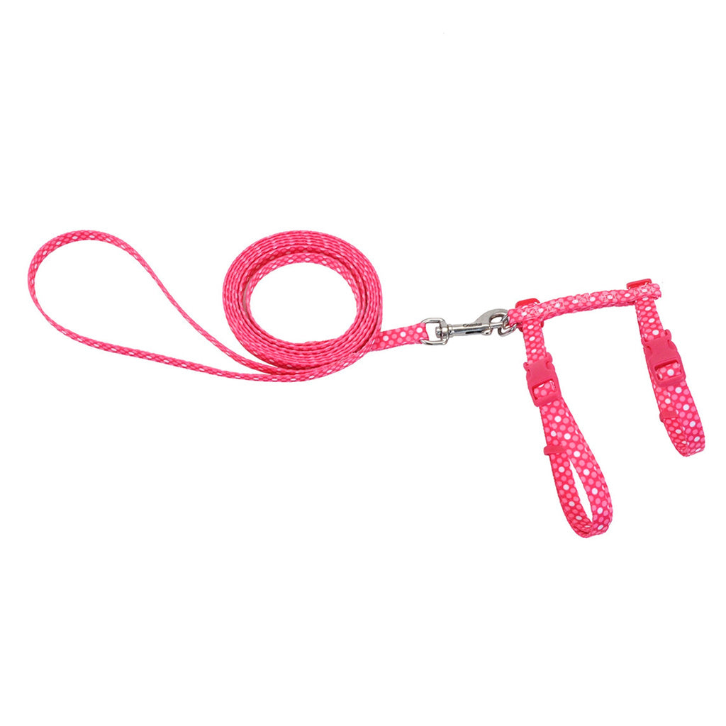Coastal Pet Styles Figure H Fashion Adjustable Cat Harness and Leash Combo - 3/8" x 10-18" - Pink Dots
