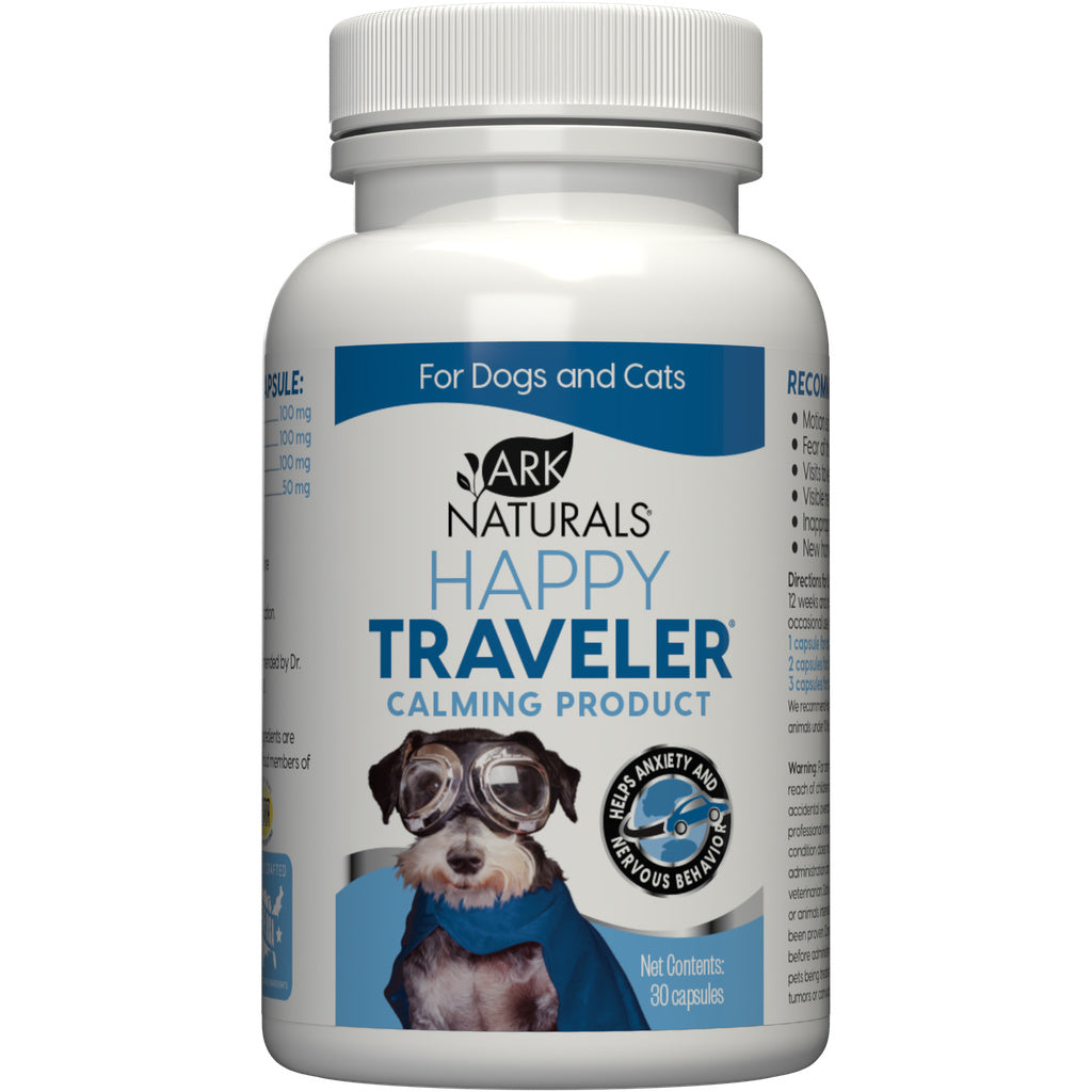Ark Naturals Happy Traveler Capsules - Calming Aid for Dogs & Cats - 30 Count