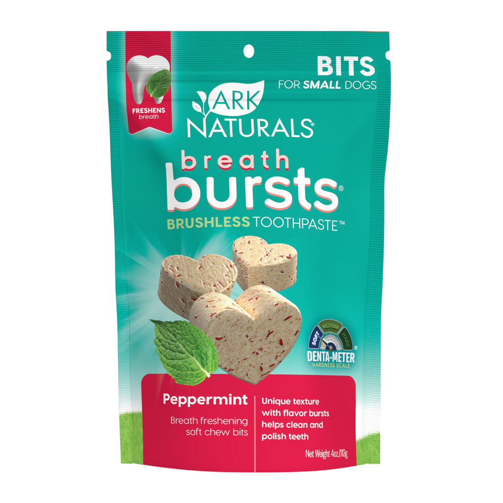 Ark Naturals Breath Bursts Brushless Toothpaste Dog Treats - Peppermint Bits, 4 oz