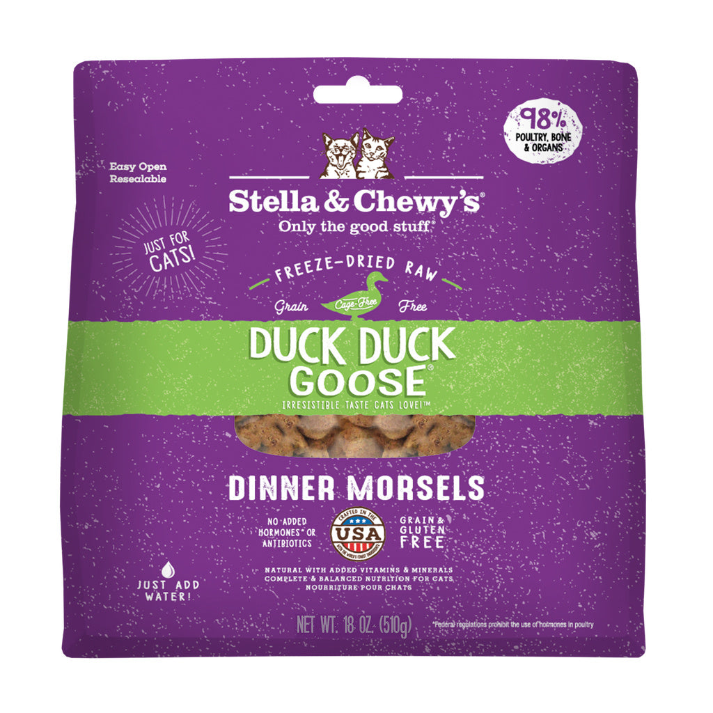 Stella & Chewy's Freeze-Dried Raw Duck Duck Goose Dinner Morsels Cat Food, 18 oz