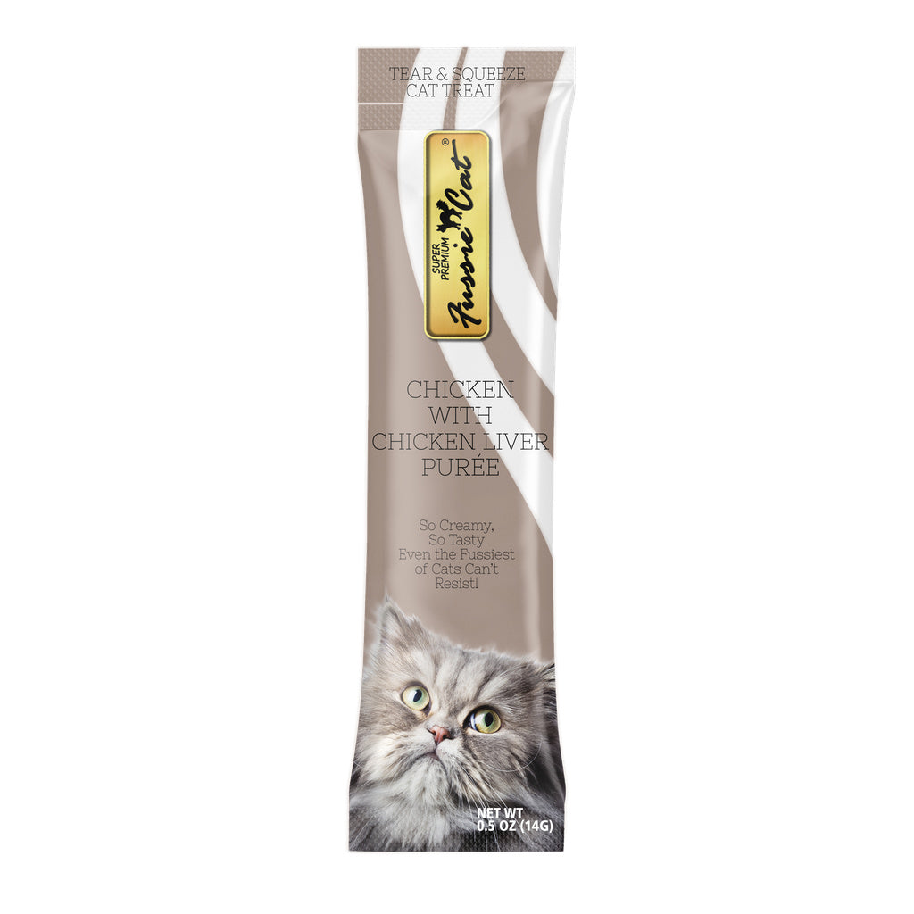 Fussie Cat Puree Chicken Liver Lickable Treats 4-Pack