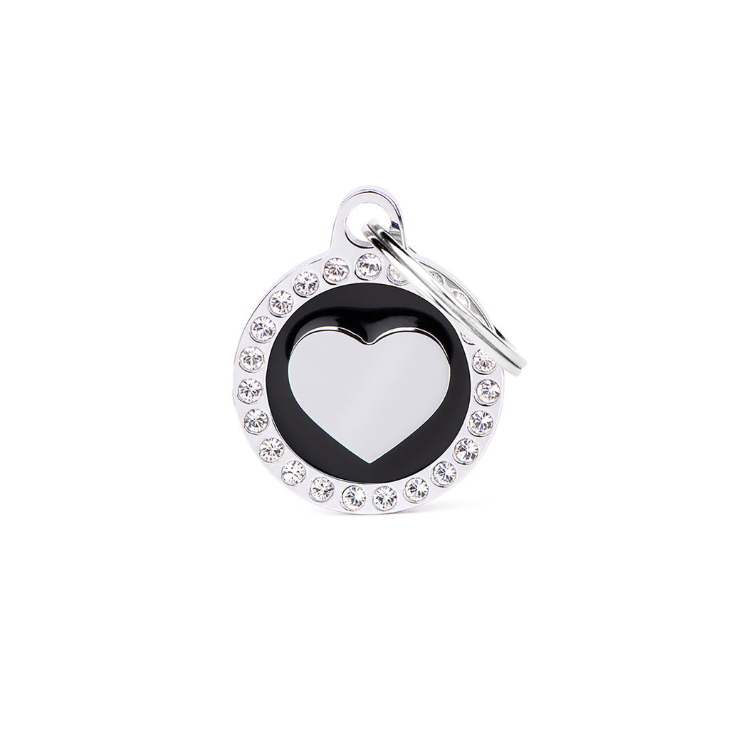 MyFamily Glam Heart Pet ID Tag - Black Rhinestone - Dog & Cat Tag