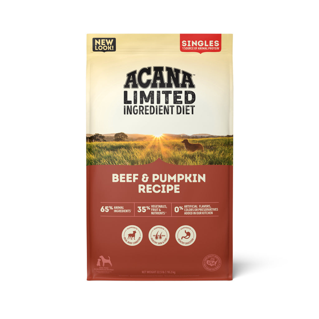 ACANA Singles Beef & Pumpkin Recipe - Limited Ingredient, Grain-Free, High Protein Dry Dog Food - 22.5 lb / 25 lb Bag