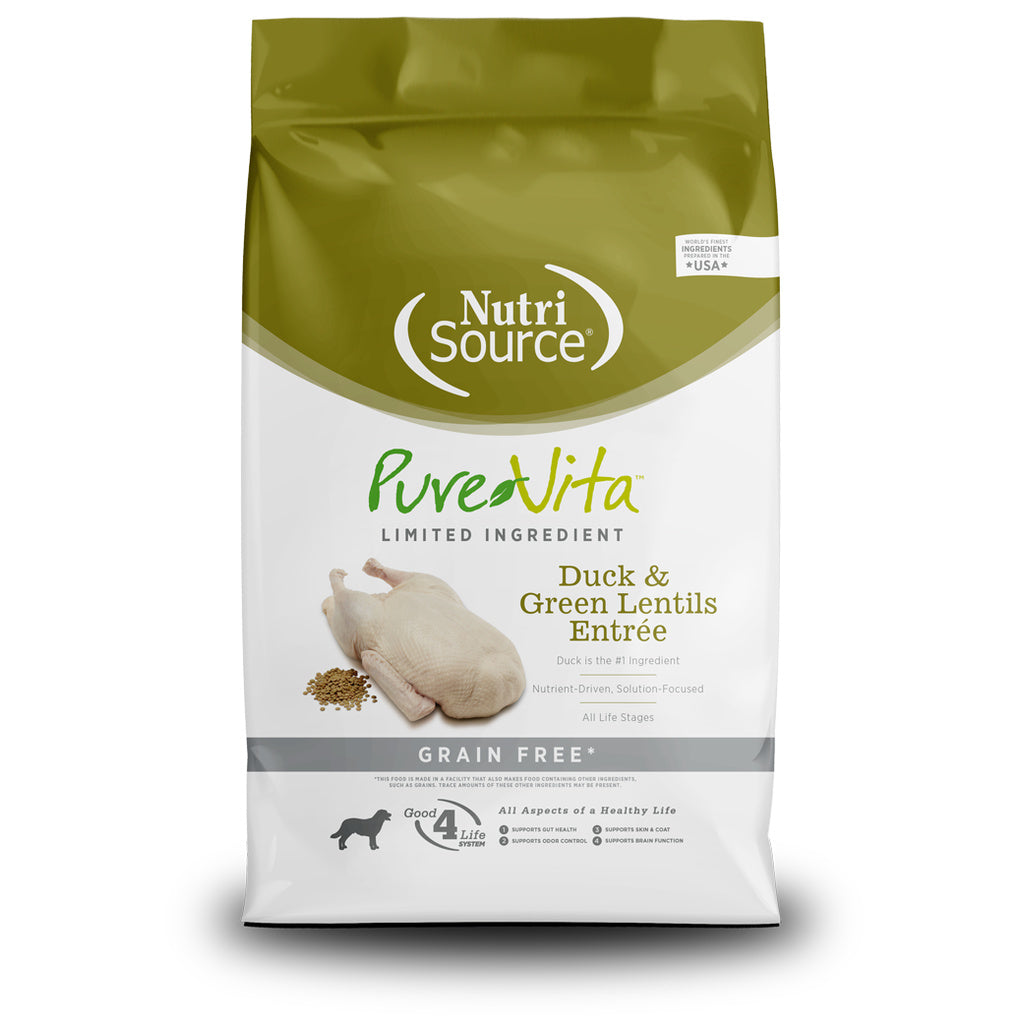 Pure Vita Grain Free Duck & Green Lentils Recipe Dry Dog Food, 4 lb