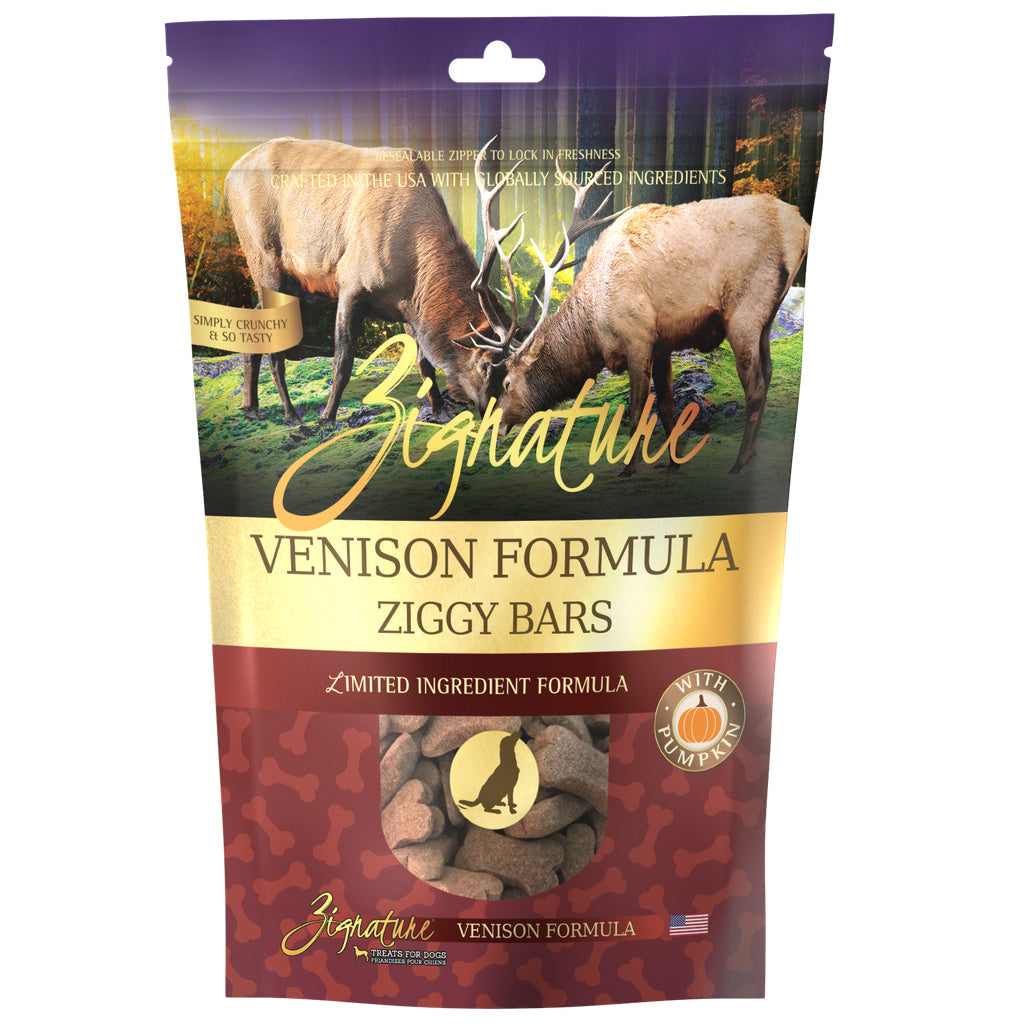 Zignature Ziggy Bars Venison Dog Treats - Limited Ingredient, Grain-Free, 12 oz