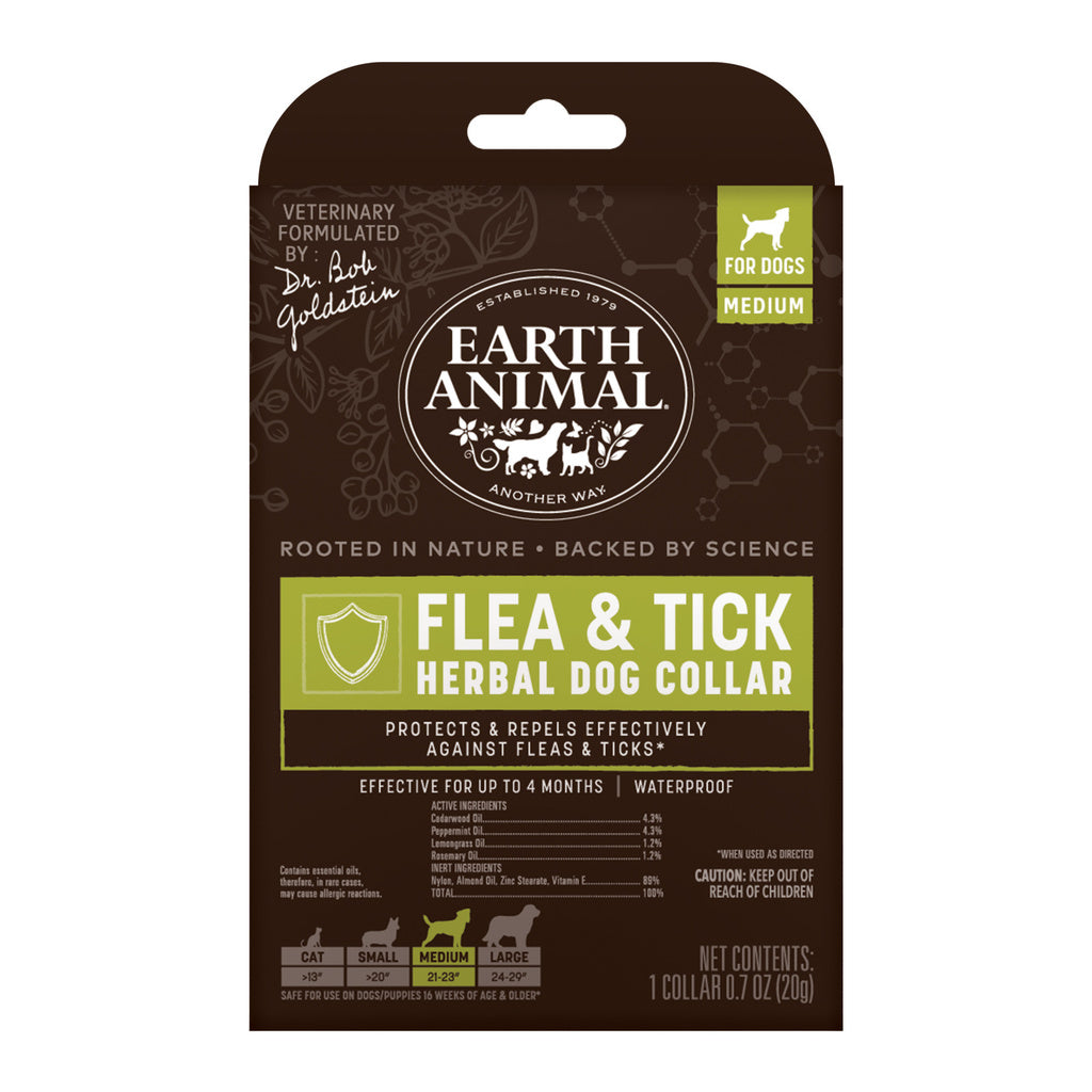 Earth Animal Herbal Flea & Tick Collar for Medium Dogs - Nature's Protection