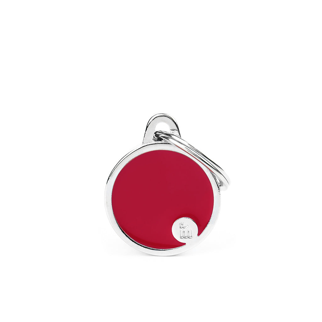 MyFamily Basic Handmade Pet ID Tag, Small Circle, Red