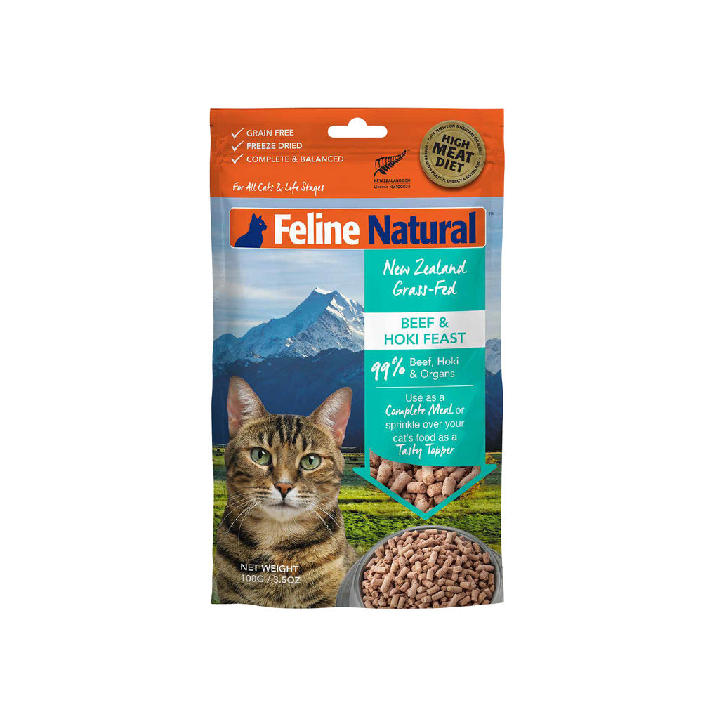 Feline Natural Freeze-Dried Cat Food Beef & Hoki Topper 3.5 oz / 100g Feast