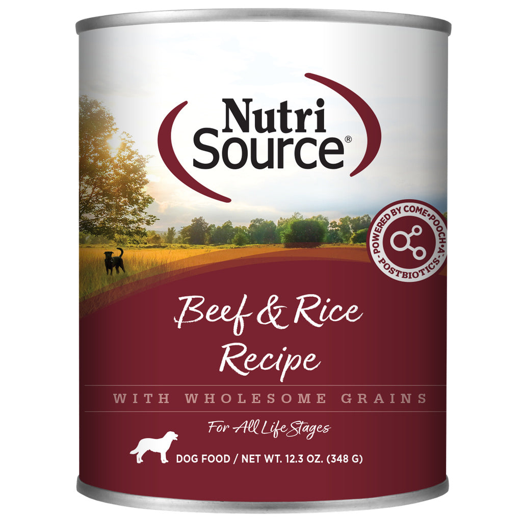 NutriSource Beef & Rice Wet Dog Food - 12.3 oz Can - Canned Pate Recipe
