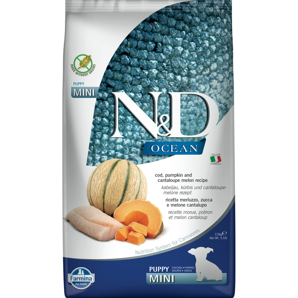Farmina N&D Ocean Puppy Mini Cod, Pumpkin & Cantaloupe 7kg - Grain-Free Dry Dog Food