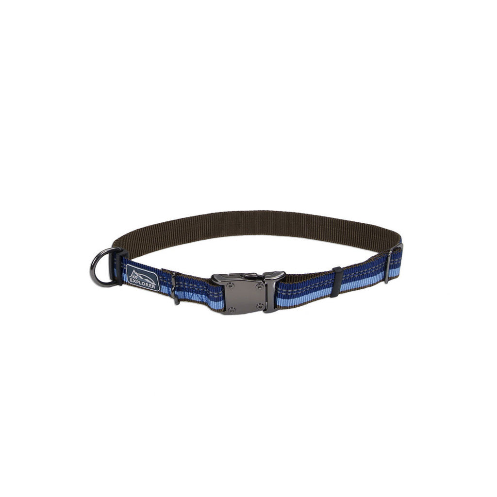 K9 Explorer Reflective Adjustable Dog Collar, Sapphire, 1" x 18-26"