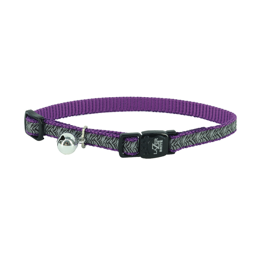 Coastal Pet Lazer Brite Cat Collar - Purple Animal Print - 3/8" x 8-12" Breakaway Safe Collar