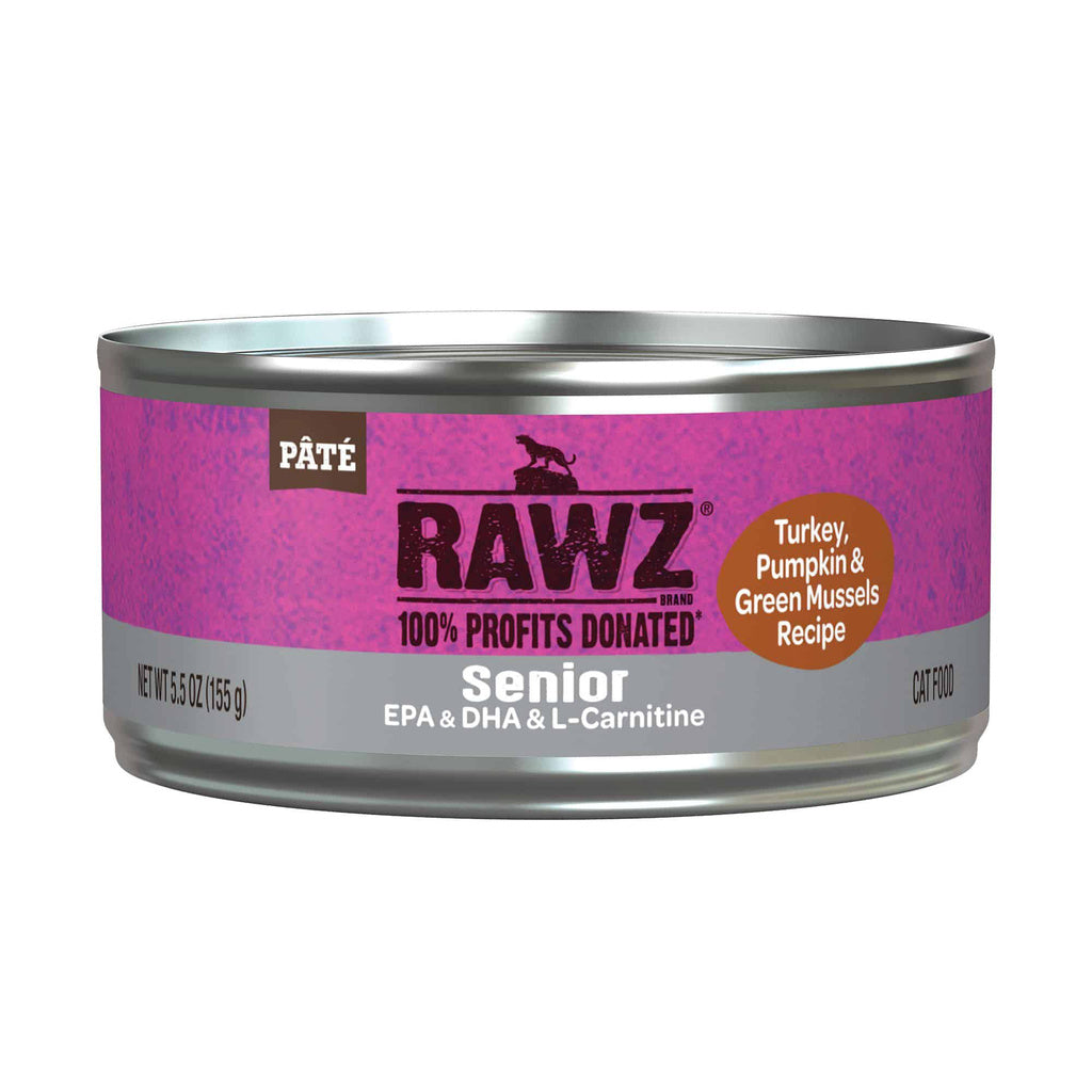 Rawz Senior Cat Canned Wet Food, Turkey, Pumpkin & Green Mussels, 5.5oz
