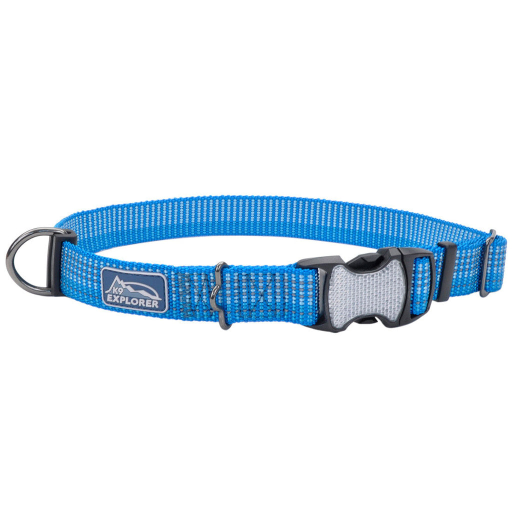 Coastal Pet K-9 Explorer Brights Reflective Adjustable Dog Collar, Lake, 5/8" x 10"-14"