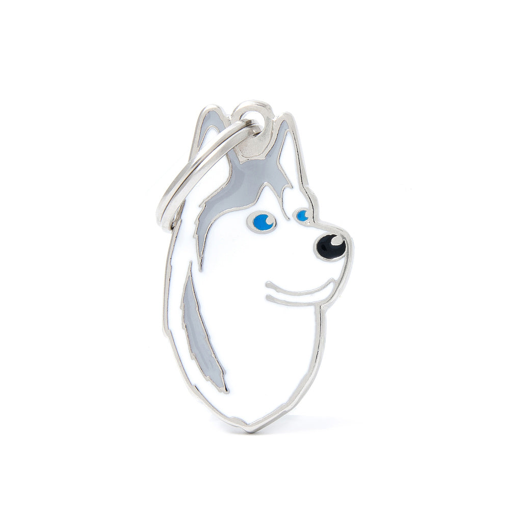 My Family Friends Siberian Husky Dog ID Tag - Hand Enameled Pet Tag