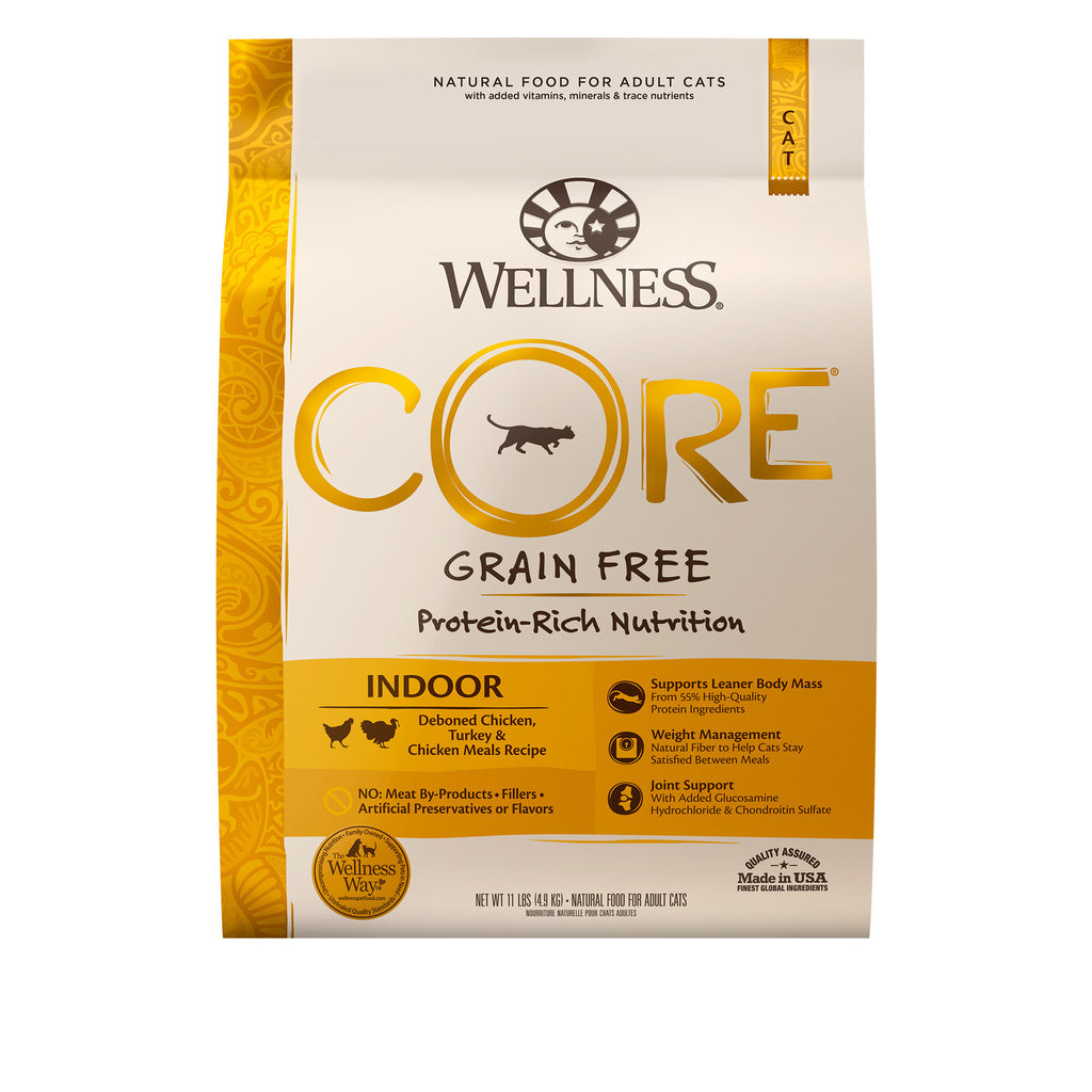 Wellness CORE+ Grain-Free Indoor Cat Food, Chicken & Turkey, 11 lb Bag