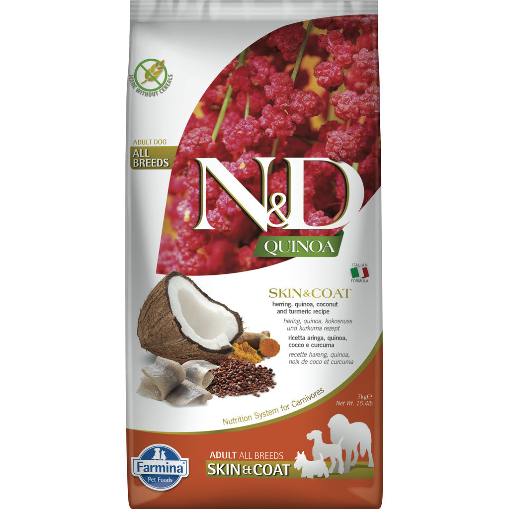 Farmina N&D Quinoa Skin & Coat Herring Adult Dry Dog Food, Limited Ingredient Diet, 15.4 lb Bag