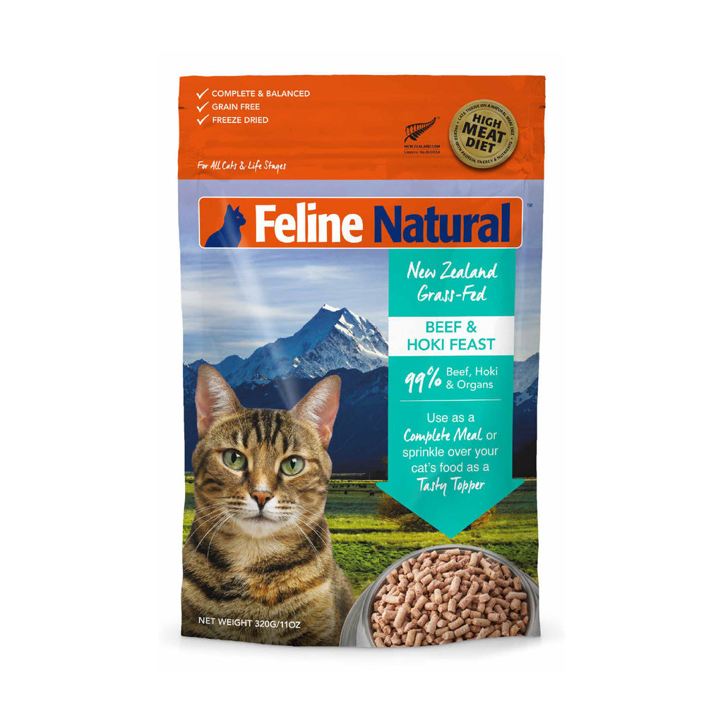 Feline Natural Grain-Free Freeze Dried Cat Food - Beef & Hoki Feast - 11oz / 320g