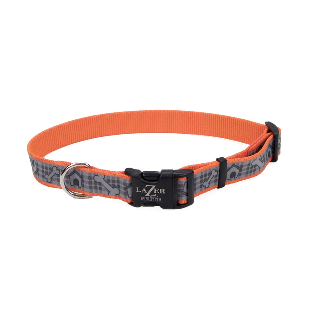 Lazer Brite Reflective Adjustable Dog Collar Orange 5/8 in x 12-18 in