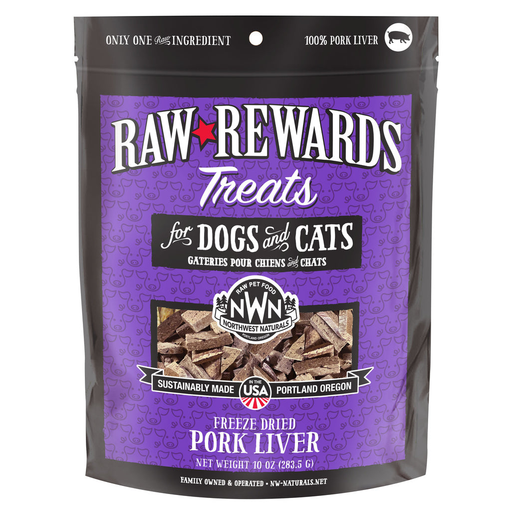 Northwest Naturals Raw Rewards Freeze-Dried Pork Liver Treats for Dogs & Cats, 10 oz