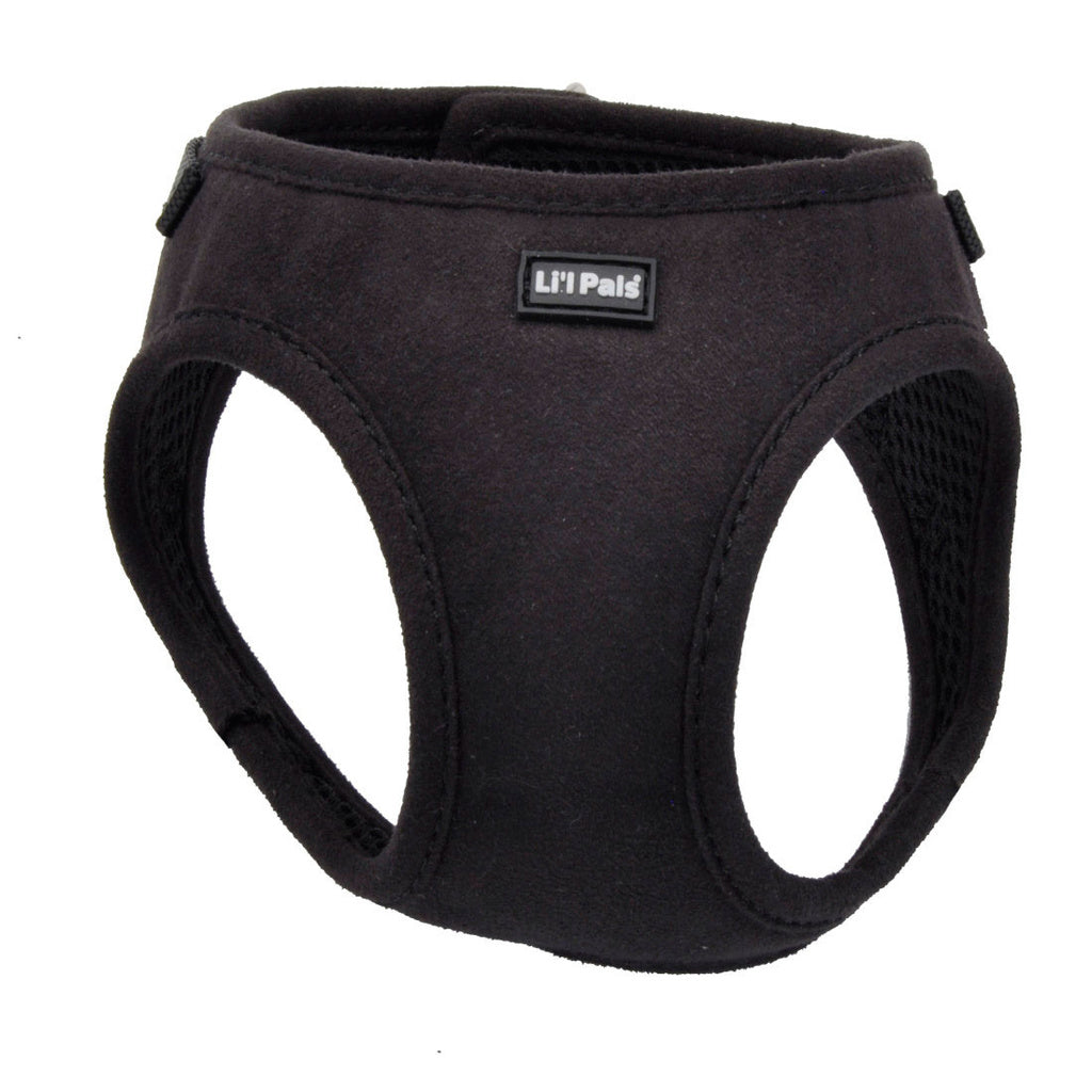 Li'l Pals Microfiber Dog Harness Black Petite X-Small, Adjustable, Comfortable for Small Dogs