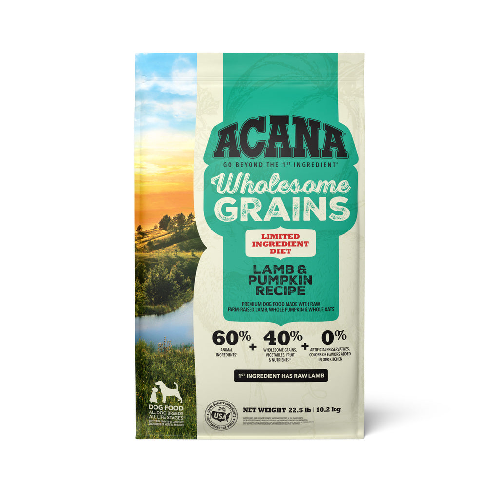 Acana Wholesome Grains Lamb & Pumpkin Recipe Dog Food, 22.5 lb Limited Ingredient Diet