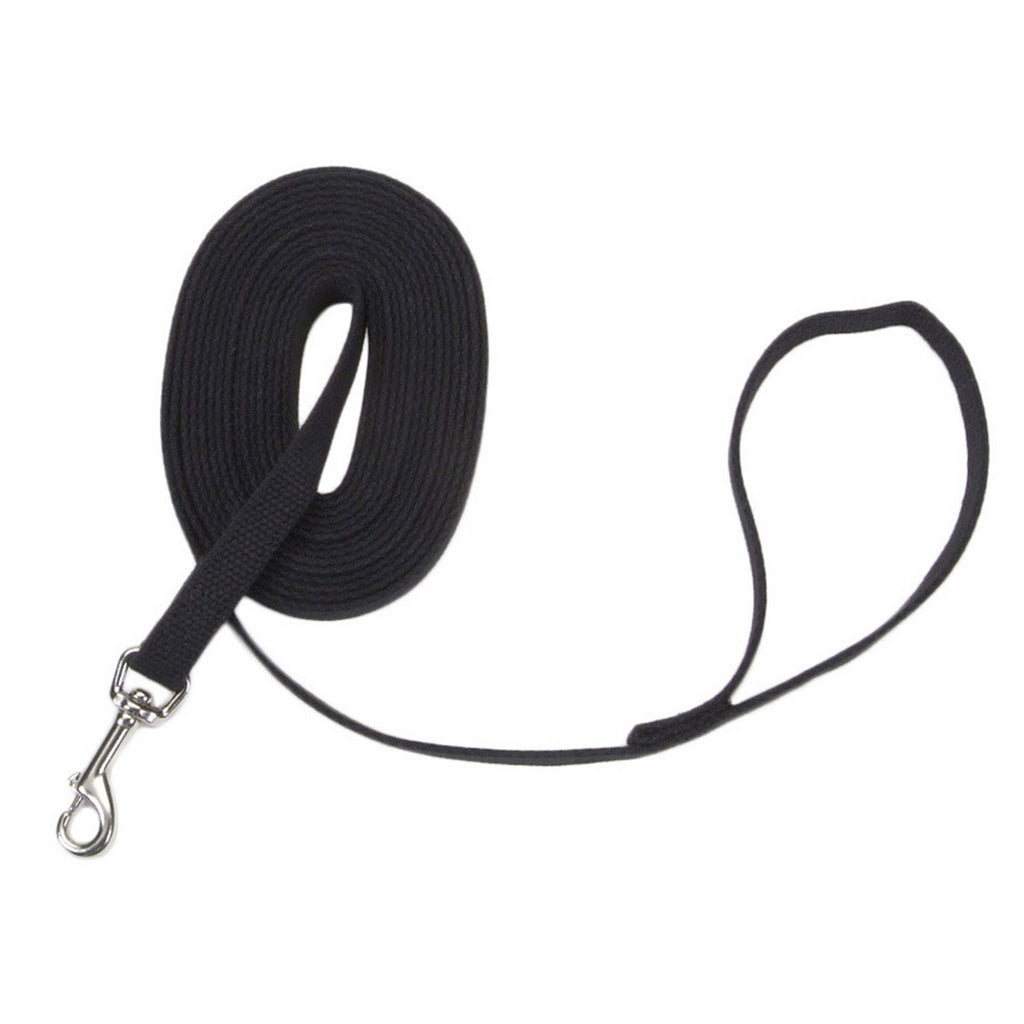 Coastal Train Right! Cotton Web Dog Training Leash 5/8" x 15ft - Black