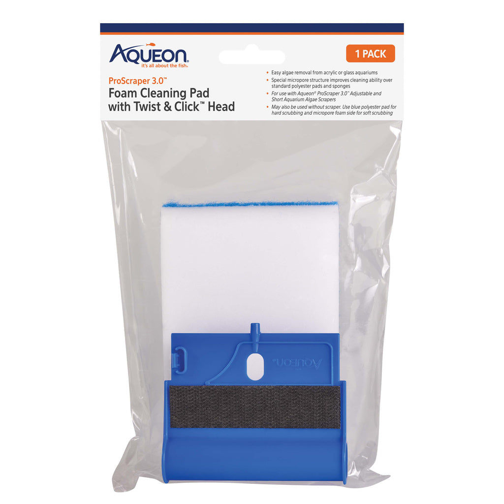 Aqueon ProScraper 3.0 Replacement Foam and Holder - Twist & Click Cleaning Pad for Aquariums