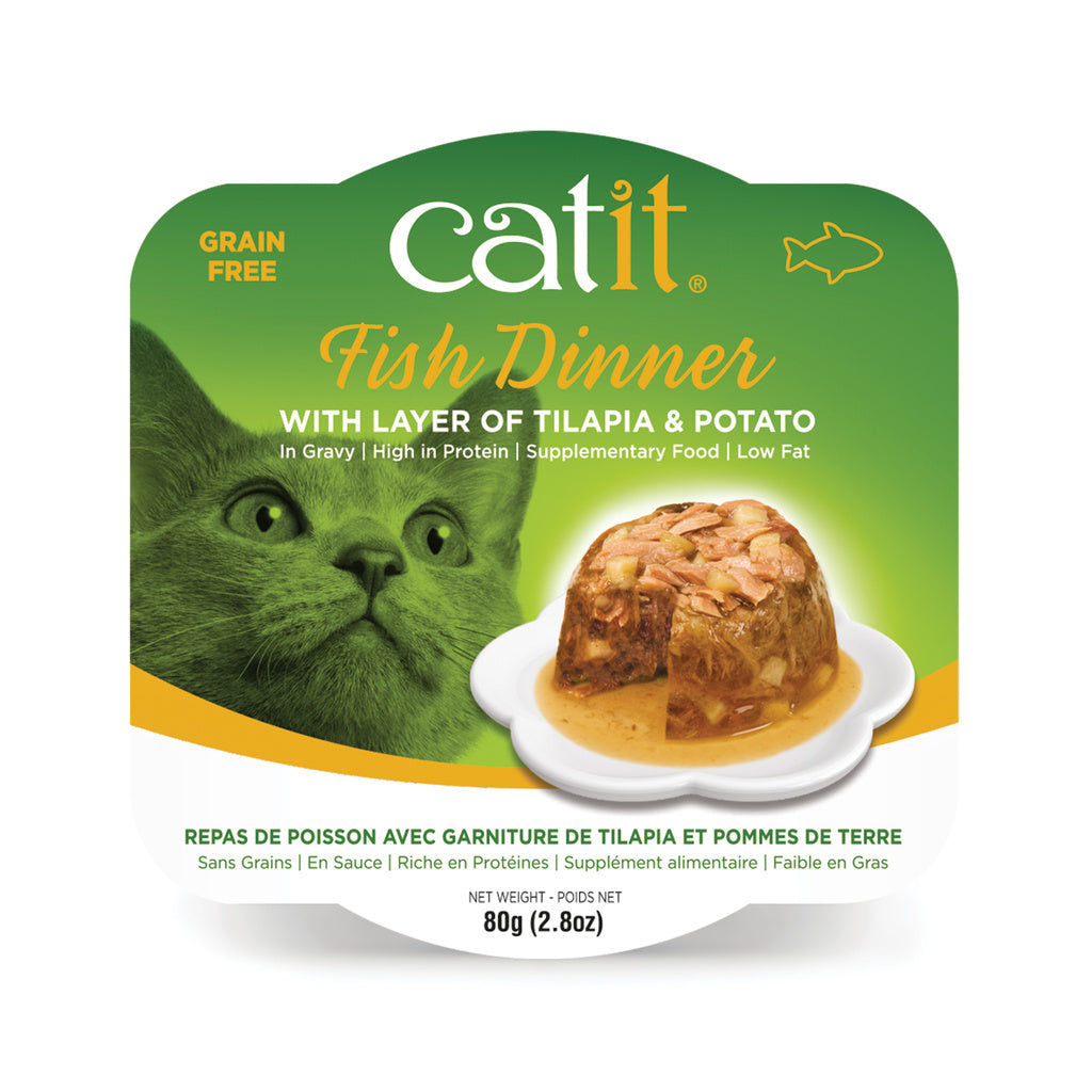 Catit Fish Dinner Wet Cat Food, Tilapia & Potato, 2.8 oz (80g)