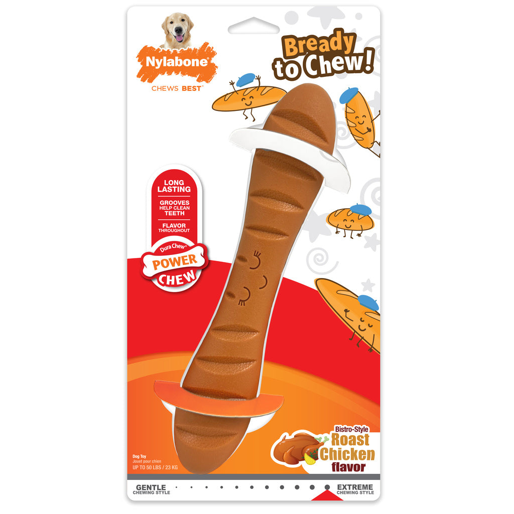 Nylabone Power Chew Baguette Dog Toy - Chicken Flavor, Large/Giant Breed, Durable Chew Toy