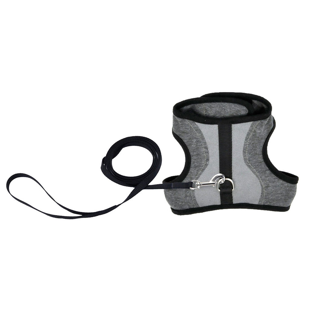 Coastal Adjustable Cat Wrap Harness with Leash, Gray, Size Small (9-14 inch)