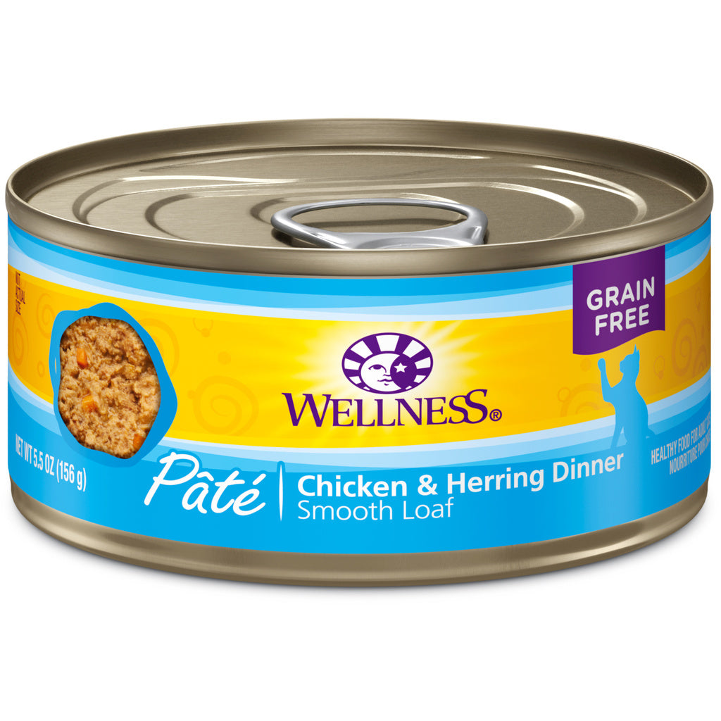 Wellness Complete Health Chicken & Herring Pate Grain-Free Canned Cat Food, 5.5 oz Can