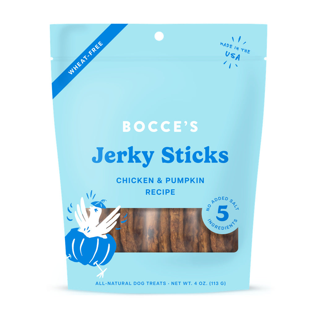 Bocce's Bakery Grazers Jerky Sticks Dog Treats, Chicken & Pumpkin, Wheat-Free, 4 oz