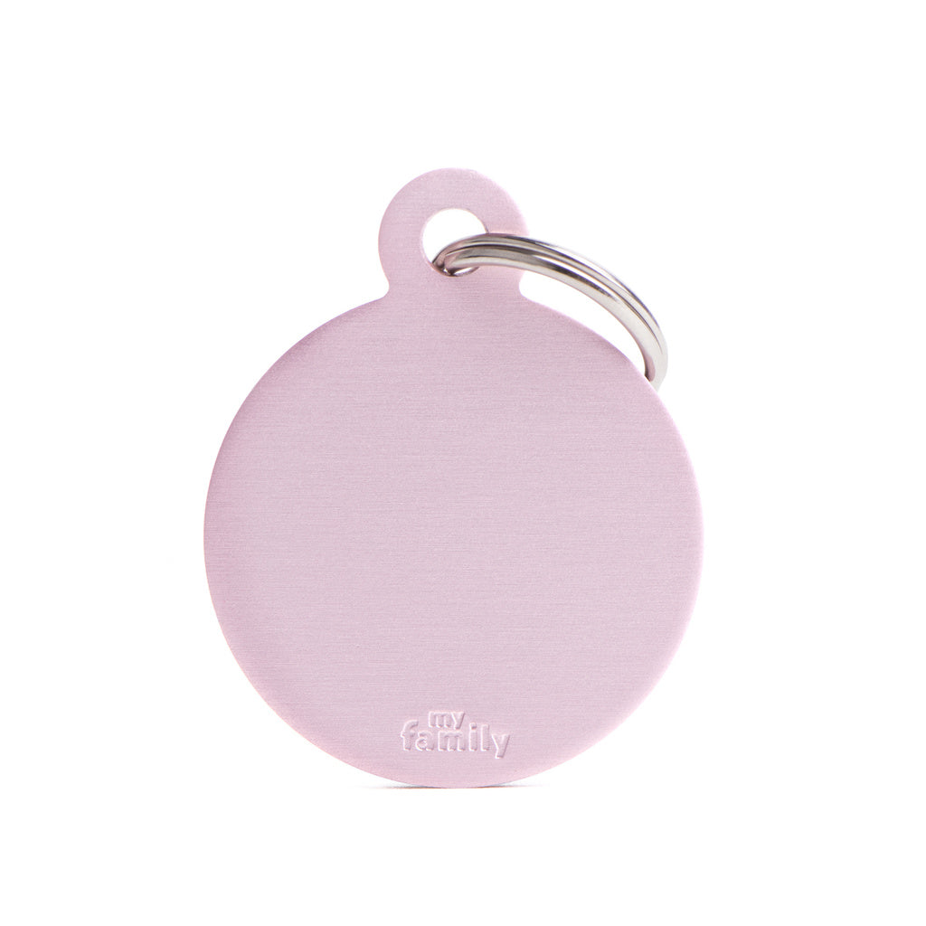 MyFamily Basic Large Circle Pet ID Tag - Aluminum, Pink (Engravable)