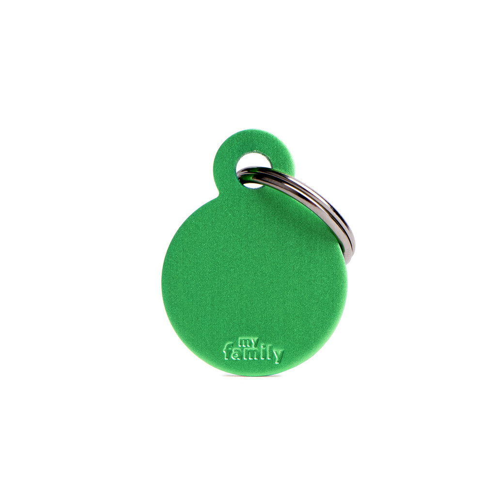 My Family Basic Small Aluminum Green Circle Pet ID Tag
