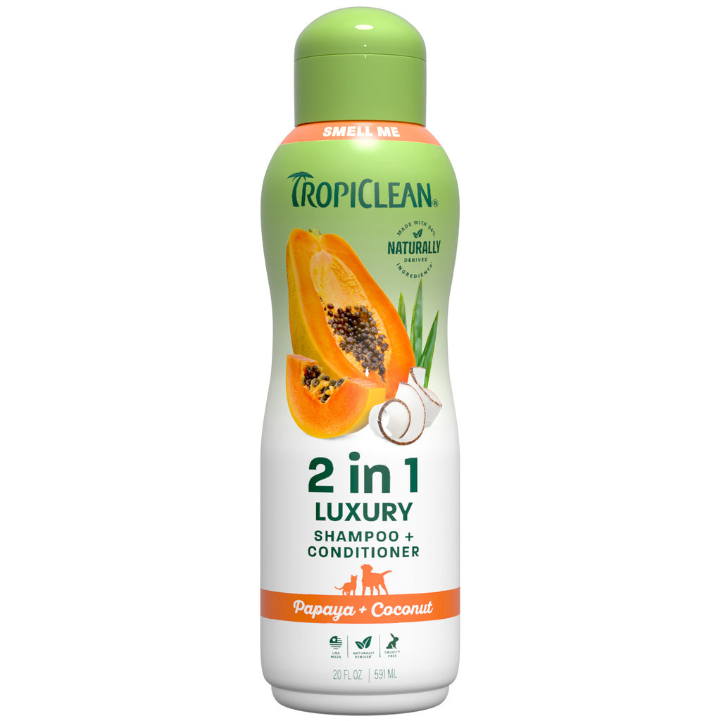 TropiClean Luxury 2-in-1 Papaya and Coconut Pet Shampoo & Conditioner 20oz