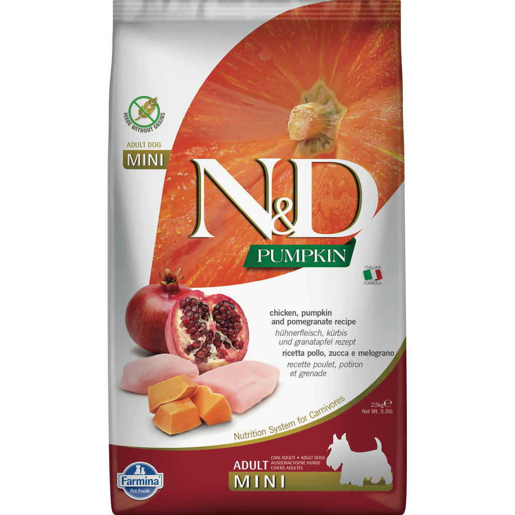 Farmina N&D Mini Breed Adult, Chicken, Pumpkin & Pomegranate, 5.5 lb Grain-Free Dog Food